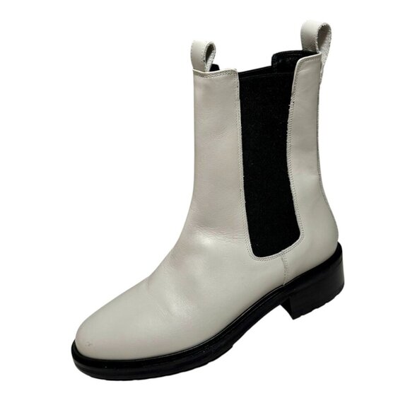 AEYDE Jack Light Gray Chalk Leather Chelsea boots Size 39/8.5 New $545 - Picture 2 of 6